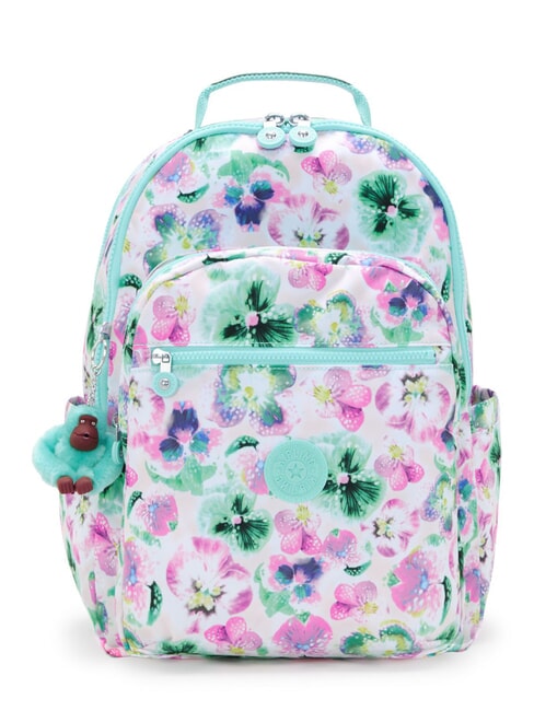KIPLING SEOUL COLLEGE Backpack with 15" laptop pocket aqua blossom - Backpacks & School and Leisure