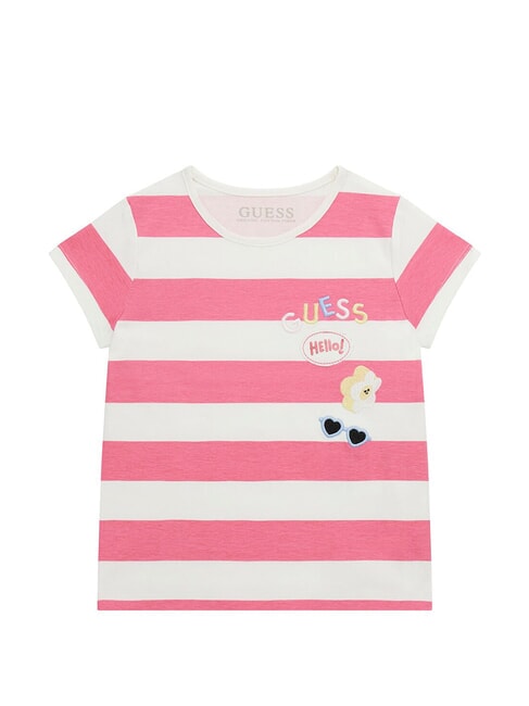 GUESS KIDS Striped T-shirt white and fuchsia st - Child T-shirt