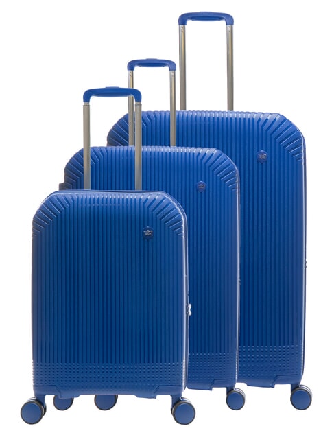 LESAC LIGHT POP 2 Set of 3 trolleys: cabin, medium and large expandable navy blue - Trolley Set