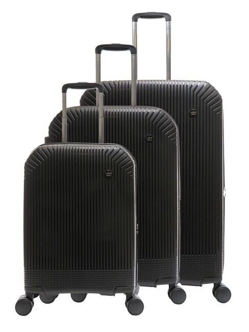 LESAC LIGHT POP 2 Set of 3 trolleys: cabin, medium and large expandable black - Trolley Set