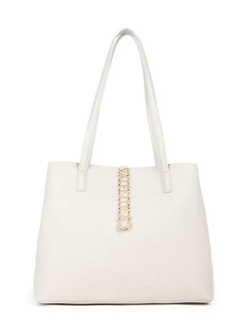 MARIO VALENTINO ZENO Shopping bag with metal logo ecru - Women’s Bags