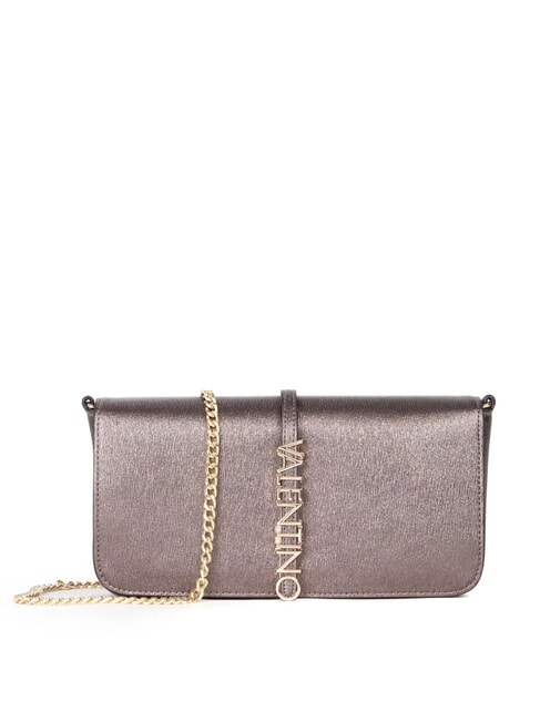 MARIO VALENTINO MATERIA Metallic clutch bag with logo bronze - Women’s Bags
