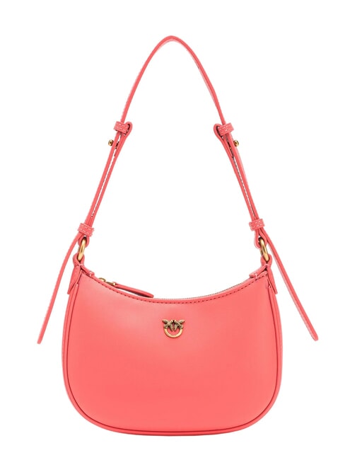 PINKO HALF MOON BABY Leather shoulder bag coral. spiced-antique gold - Women’s Bags