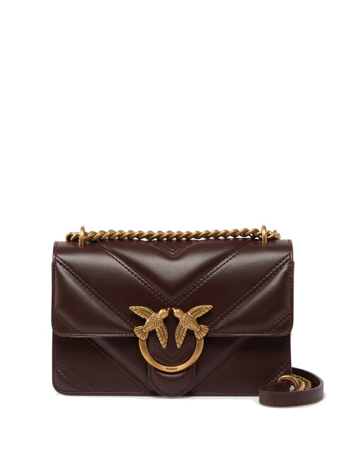 PINKO LOVE ONE MINI Chevron quilted nappa bag catawba grapes-antique gold - Women’s Bags