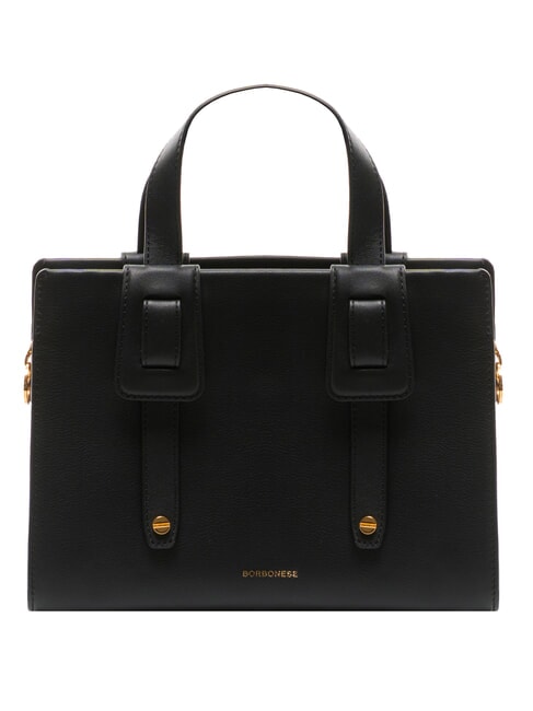 BORBONESE DEJEUNER Small Handbag, with shoulder strap, in leather Black - Women’s Bags
