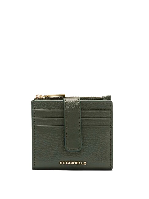 COCCINELLE METALLIC SOFT Mini leather wallet seaweed - Women’s Wallets