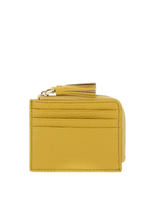 COCCINELLE TASSEL Card holder with zip in hammered leather sunny - Women’s Wallets
