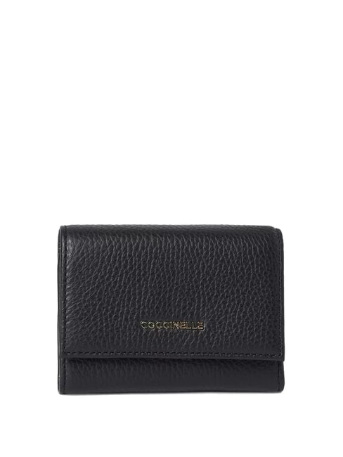 COCCINELLE METALLIC SOFT  Small leather wallet Black - Women’s Wallets