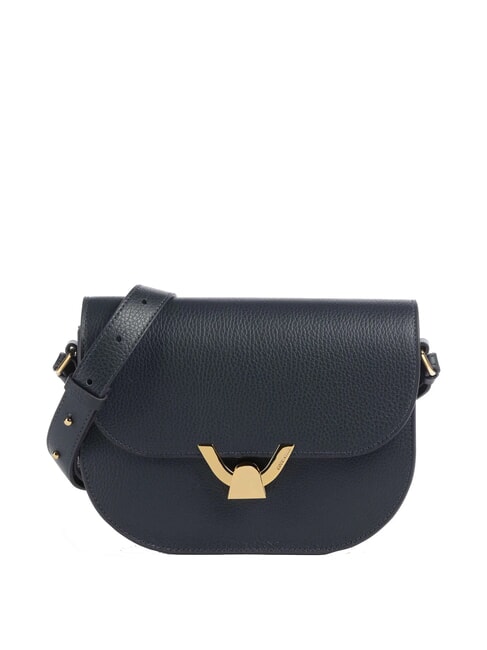 COCCINELLE DEW Hammered leather shoulder bag midnight blue - Women’s Bags
