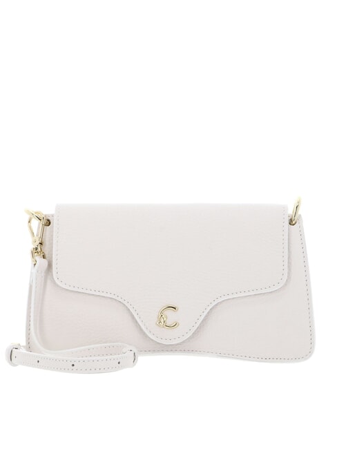 COCCINELLE C-ME Hammered leather bag with flap white - Women’s Bags