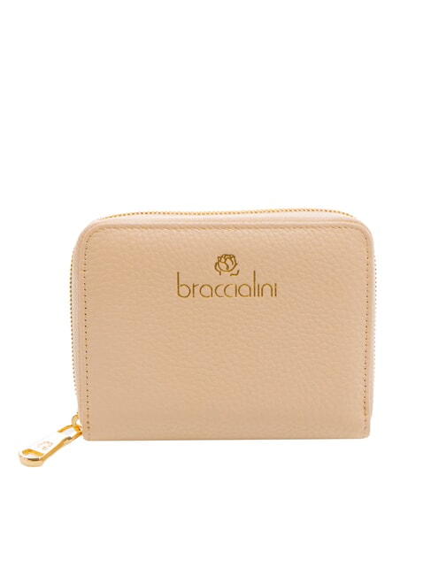 BRACCIALINI BASIC Small zip around leather wallet beige - Women’s Wallets