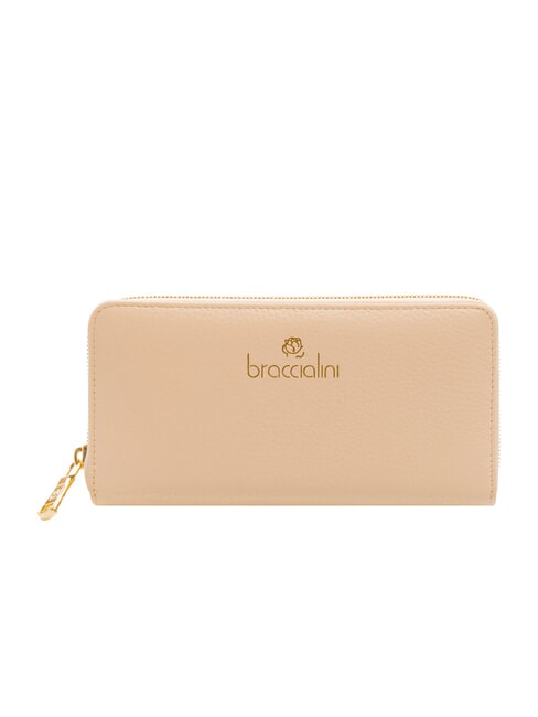 BRACCIALINI BASIC Large zip around leather wallet beige - Women’s Wallets