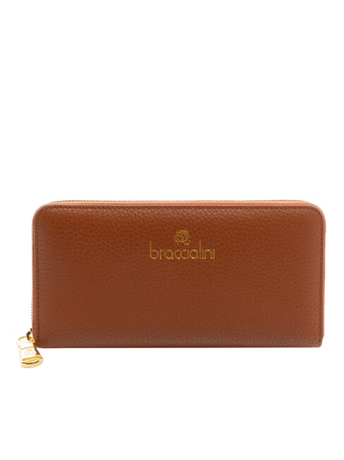 BRACCIALINI BASIC Large zip around leather wallet brown - Women’s Wallets