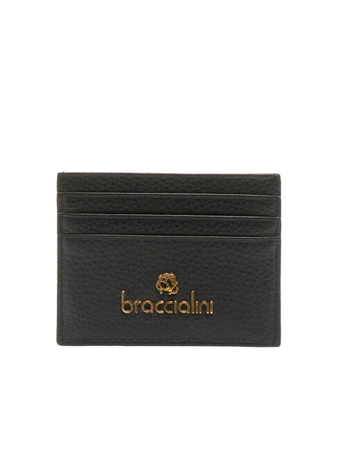BRACCIALINI BASIC Leather card holder with metal logo black - Women’s Wallets