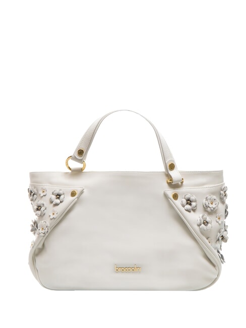 BRACCIALINI SOFIA Leather handbag with little flowers white - Women’s Bags