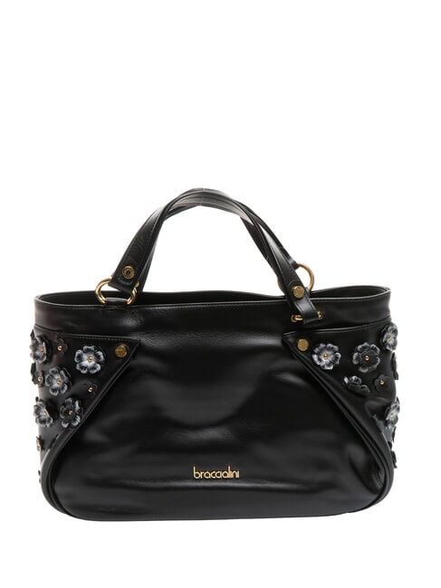 BRACCIALINI SOFIA Leather handbag with little flowers black - Women’s Bags