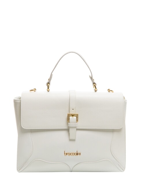 BRACCIALINI HELLEN Leather briefcase bag with buckle white - Women’s Bags