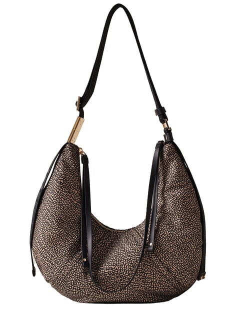 BORBONESE FOLD  Soft shoulder bag OP / NATURAL / BLACK - Women’s Bags