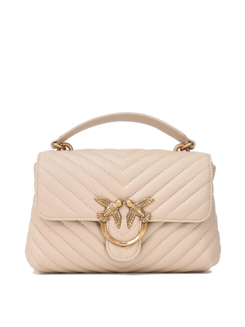 PINKO LOVE LADY PUFF Mini hand bag, with shoulder strap beige-smoky gray-antique gold - Women’s Bags