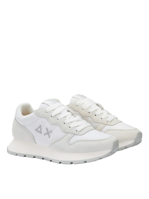 SUN68 ALLY GLITTER TEXTILE Sneakers with glitter inserts White - Women’s shoes