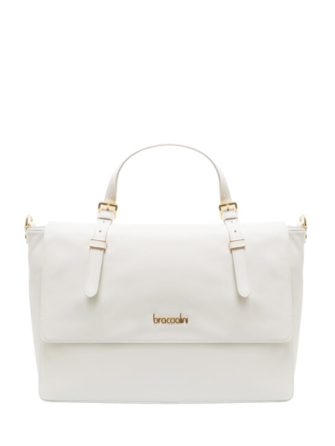 BRACCIALINI GRETA Leather briefcase bag with shoulder strap white - Women’s Bags