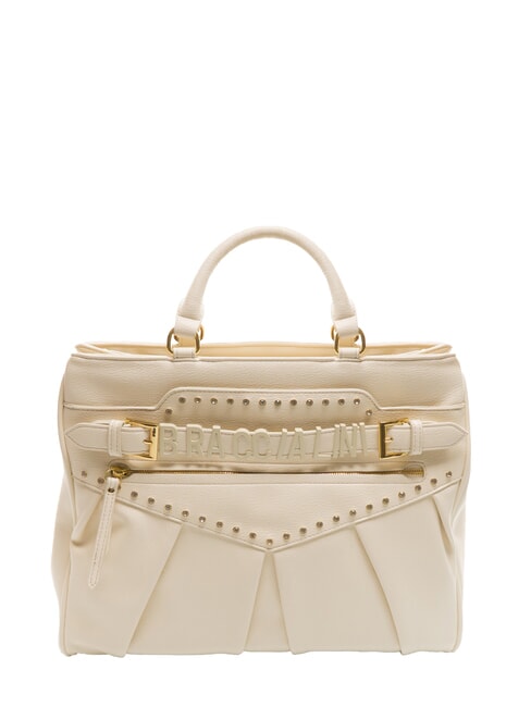 BRACCIALINI GISELLE Tote bag with metal logo beige - Women’s Bags