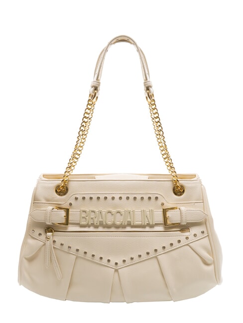 BRACCIALINI GISELLE Shoulder bag with metal logo beige - Women’s Bags