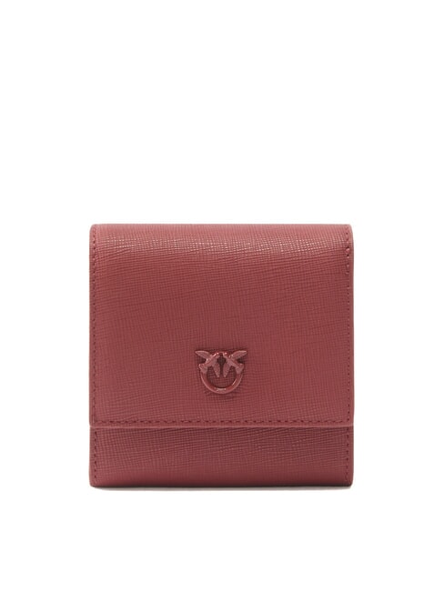 PINKO FLAP Saffiano leather square wallet Bordeaux merlot-block color - Women’s Wallets