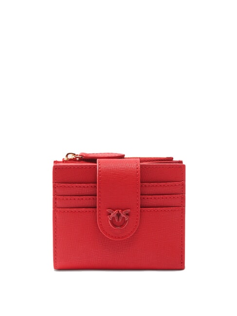 PINKO MULTI PURPOSE Compact wallet saffiano leather red-block color - Women’s Wallets