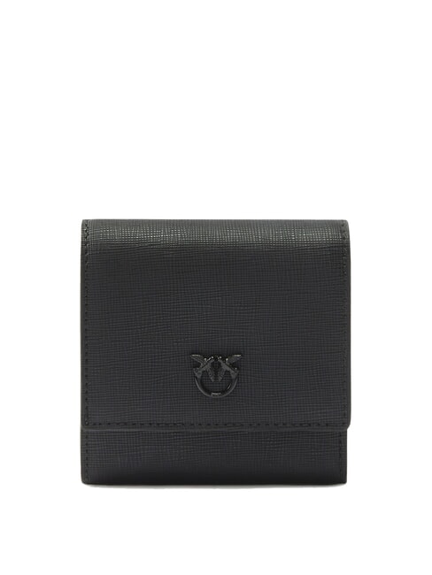 PINKO FLAP Saffiano leather square wallet black limousine block color - Women’s Wallets