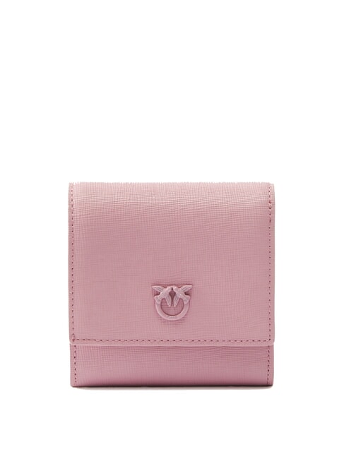 PINKO FLAP Saffiano leather square wallet purple-block color - Women’s Wallets
