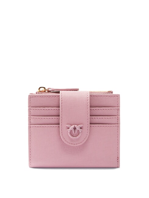 PINKO MULTI PURPOSE Compact wallet saffiano leather purple-block color - Women’s Wallets