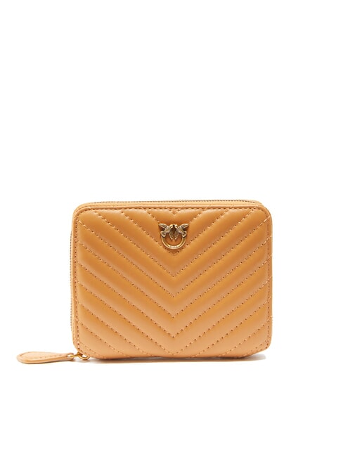 PINKO TAYLOR Quilted Zip Around Wallet nougat-antique gold - Women’s Wallets