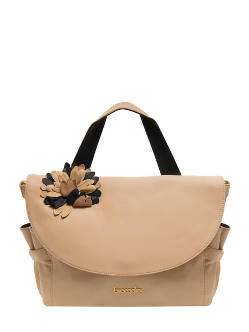 BRACCIALINI SOFIA Leather Handbag with Flower beige - Women’s Bags