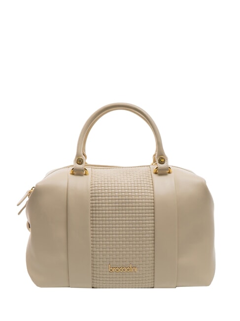 BRACCIALINI NAOMI Leather woven trunk bag beige - Women’s Bags
