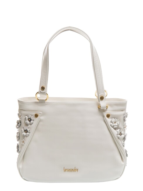 BRACCIALINI SOFIA Leather shoulder bag with little flowers white - Women’s Bags