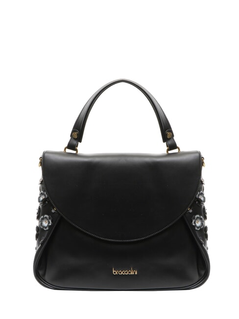 BRACCIALINI SOFIA Leather handbag with little flowers black - Women’s Bags