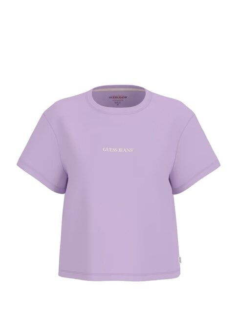 GUESS JEANS SS CN BOXY EMBRO Cotton T-Shirt lilac flower - T-shirt
