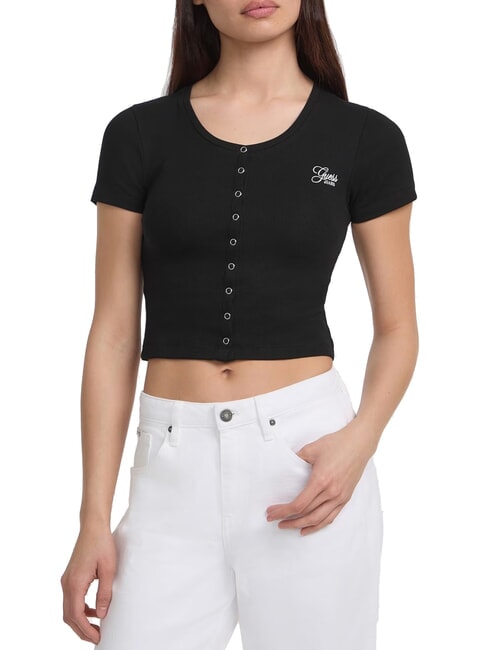 GUESS JEANS SL CN SNAP EMBRO  T-shirt jetbla - T-shirt
