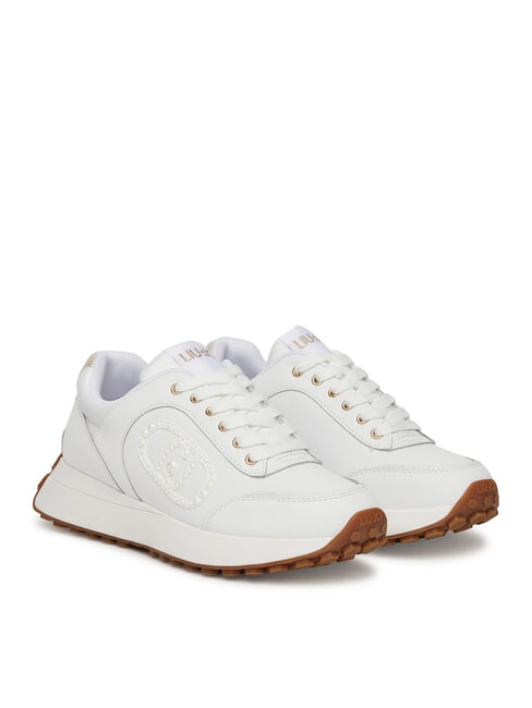 LIUJO LOLO 17 Leather sneakers with pearl logo white - Women’s shoes