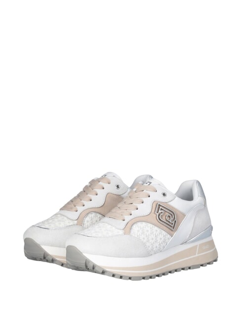 LIUJO MAXI WONDER 73 Sneakers with floral inserts off white - Women’s shoes