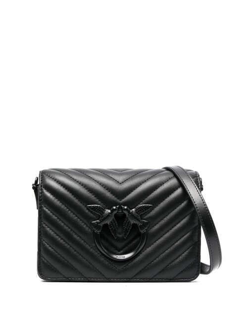 PINKO LOVE CLICK CHEVRON Mini leather shoulder bag black limousine block color - Women’s Bags