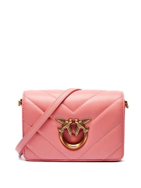 PINKO LOVE CLICK Mini quilted leather bag peach blossom-antique gold - Women’s Bags