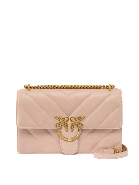 PINKO LOVE ONE CLASSIC Split leather shoulder bag powder-antique gold - Women’s Bags