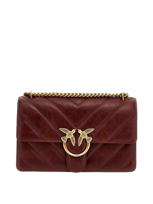 PINKO LOVE ONE CLASSIC Split leather shoulder bag red ochre-antique gold - Women’s Bags