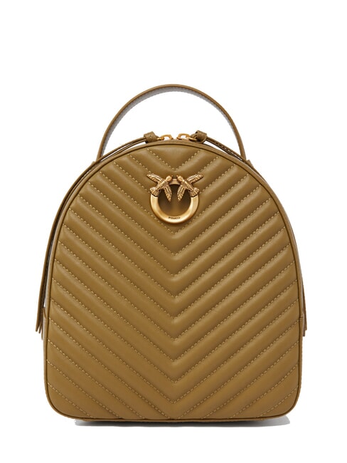 PINKO LOVE CLICK CLASSIC Quilted leather backpack plantation-antique gold - Women’s Bags