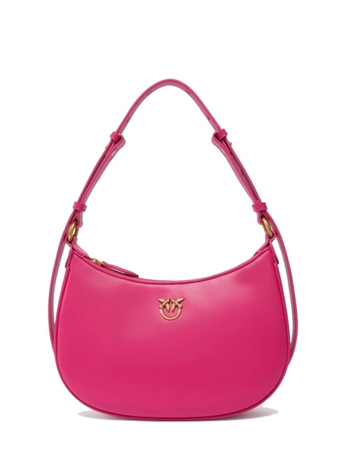 PINKO HALF MOON Leather shoulder bag pink pinko-antique gold - Women’s Bags