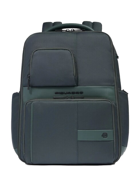 PIQUADRO WOLLEM 15.6" laptop backpack in fabric and leather GREEN - Laptop backpacks