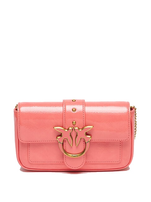 PINKO LOVE ONE Mini shiny shoulder bag peach blossom-antique gold - Women’s Bags