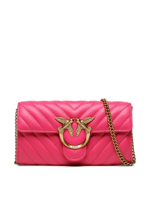PINKO LOVE ONE Chevron leather clutch pink pinko-antique gold - Women’s Bags